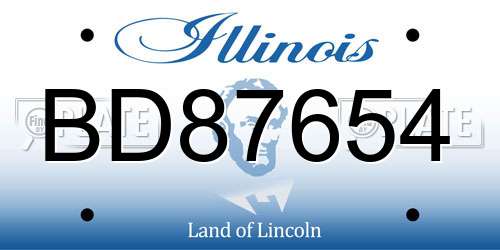 BD87654 Illinois License Plate
