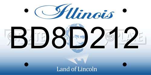 BD8D212 Illinois License Plate