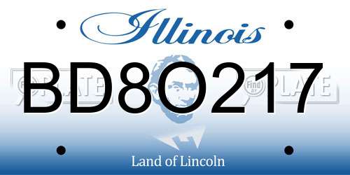 BD8O217 Illinois License Plate