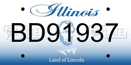 BD91937 Illinois License Plate