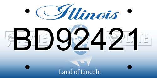 BD92421 Illinois License Plate