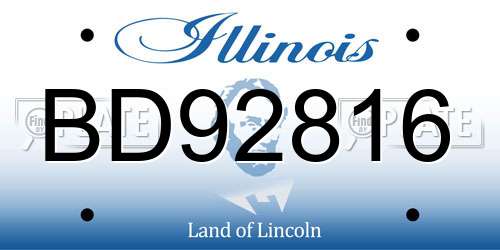 BD92816 Illinois License Plate