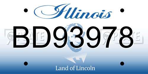 BD93978 Illinois License Plate