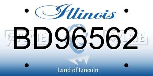 BD96562 Illinois License Plate