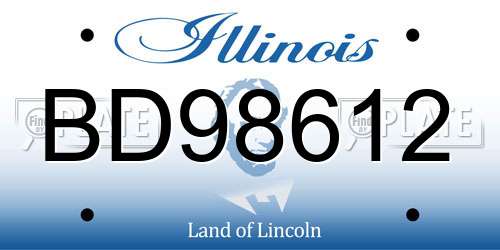 BD98612 Illinois License Plate