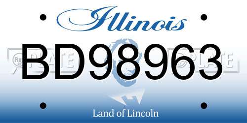 BD98963 Illinois License Plate
