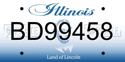 BD99458 Illinois License Plate