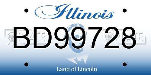 BD99728 Illinois License Plate