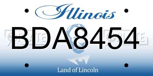 BDA8454 Illinois License Plate