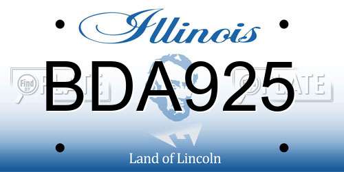 BDA925 Illinois License Plate
