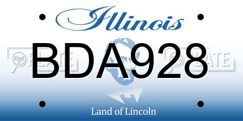 BDA928 Illinois License Plate