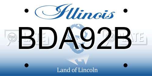 BDA92B Illinois License Plate