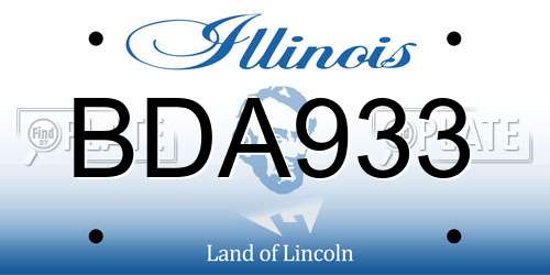 BDA933 Illinois License Plate