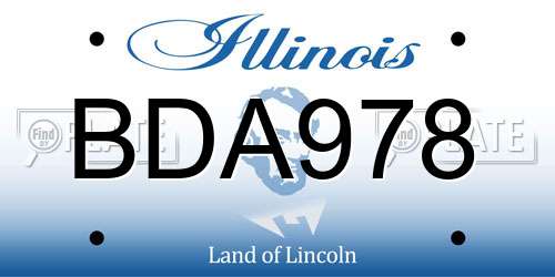 BDA978 Illinois License Plate