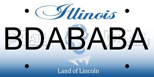 BDABABA Illinois License Plate