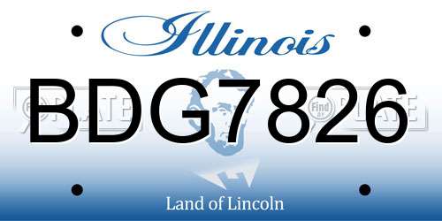BDG7826 Illinois License Plate