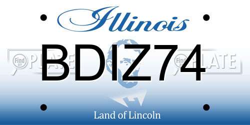 BDIZ74 Illinois License Plate