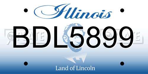 BDL5899 Illinois License Plate