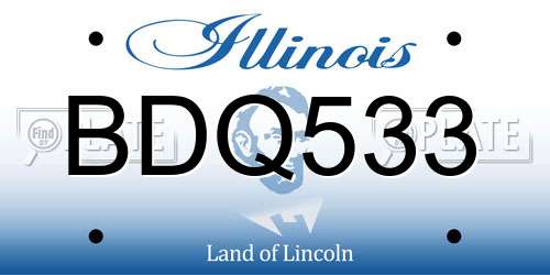 BDQ533 Illinois License Plate