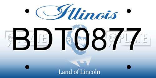 BDT0877 Illinois License Plate