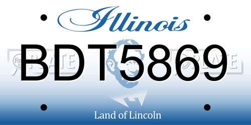 BDT5869 Illinois License Plate