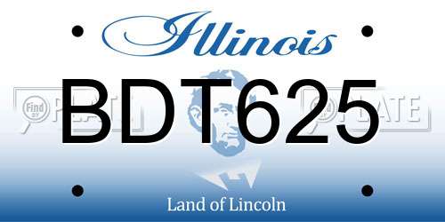 BDT625 Illinois License Plate