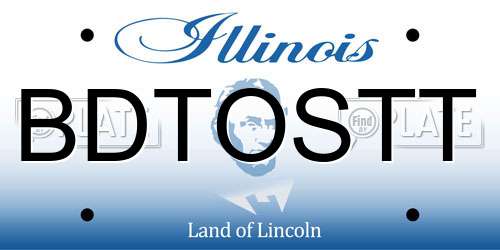 BDTOSTT Illinois License Plate