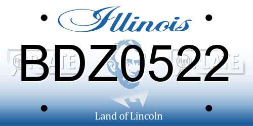 BDZ0522 Illinois License Plate
