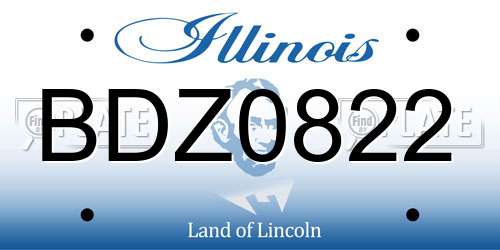 BDZ0822 Illinois License Plate