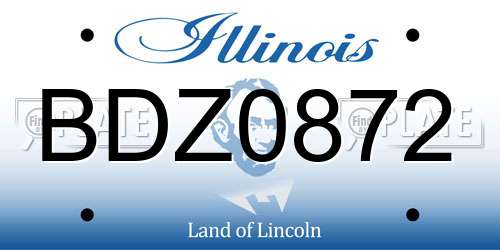 BDZ0872 Illinois License Plate