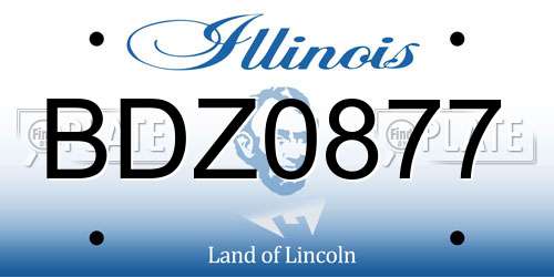 BDZ0877 Illinois License Plate
