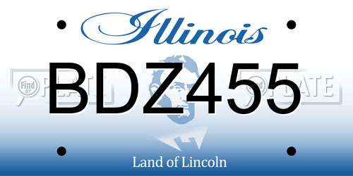 BDZ455 Illinois License Plate