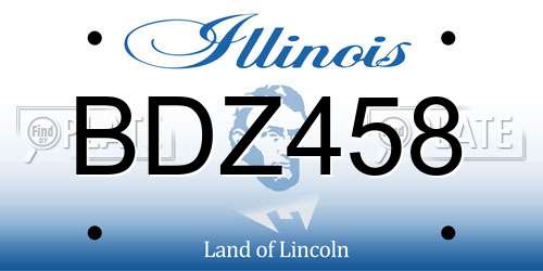 BDZ458 Illinois License Plate