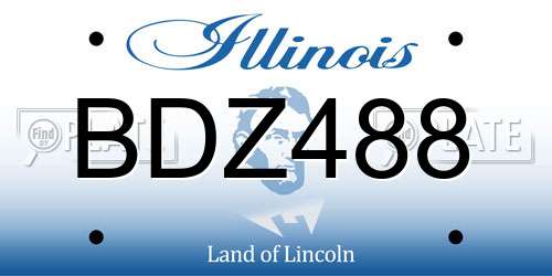 BDZ488 Illinois License Plate