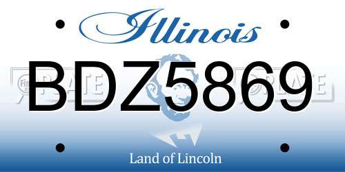 BDZ5869 Illinois License Plate