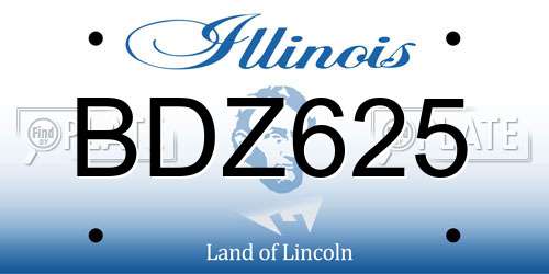BDZ625 Illinois License Plate