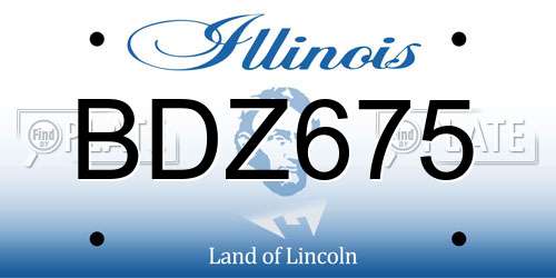 BDZ675 Illinois License Plate