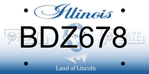 BDZ678 Illinois License Plate