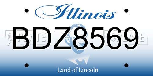 BDZ8569 Illinois License Plate