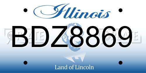 BDZ8869 Illinois License Plate