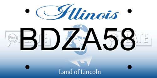 BDZA58 Illinois License Plate