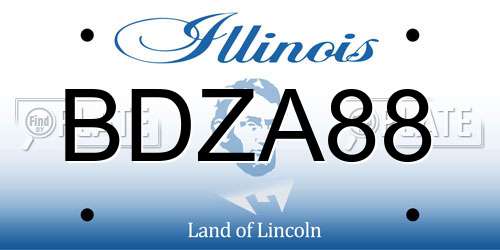 BDZA88 Illinois License Plate