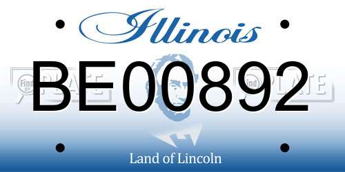 BE00892 Illinois License Plate