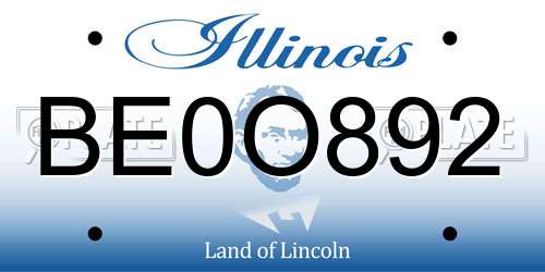 BE0O892 Illinois License Plate