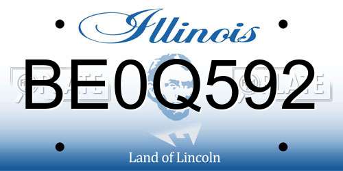 BE0Q592 Illinois License Plate