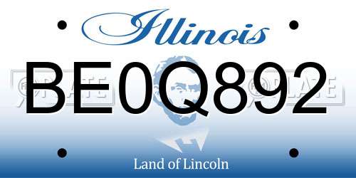BE0Q892 Illinois License Plate