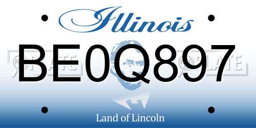 BE0Q897 Illinois License Plate