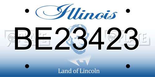 BE23423 Illinois License Plate
