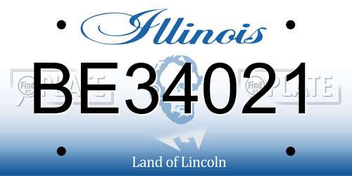 BE34021 Illinois License Plate