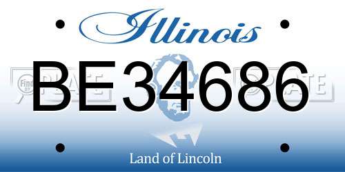 BE34686 Illinois License Plate